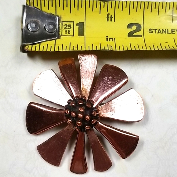Vintage Matisse RENOIR Copper Flower Brooch - Picture 5 of 9
